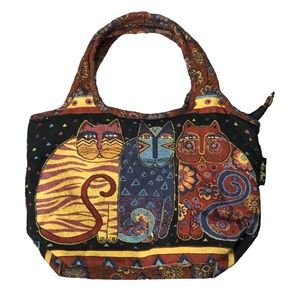 Laurel Burch Tapestry Bag vintage 3 Cats